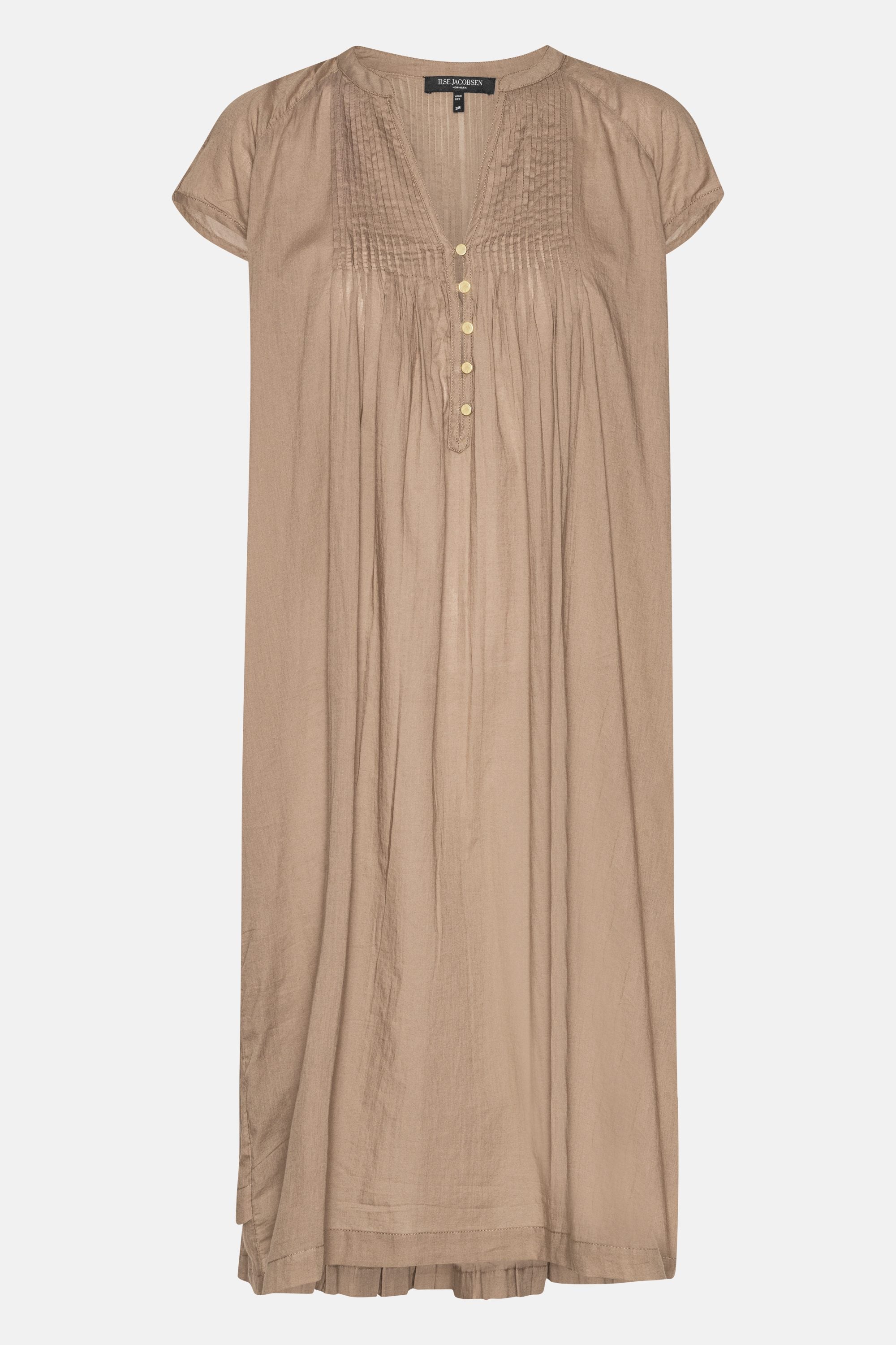 Vestido Largo de Manga Corta - Greige